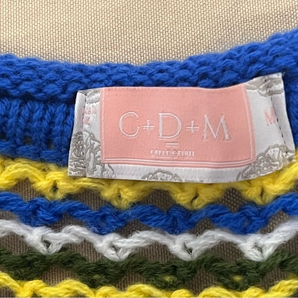 C+D+M‎ Crochet Muti-Color Bohemian Sweater Flared Sleeve Scallop Hem Size Medium - Picture 15 of 16